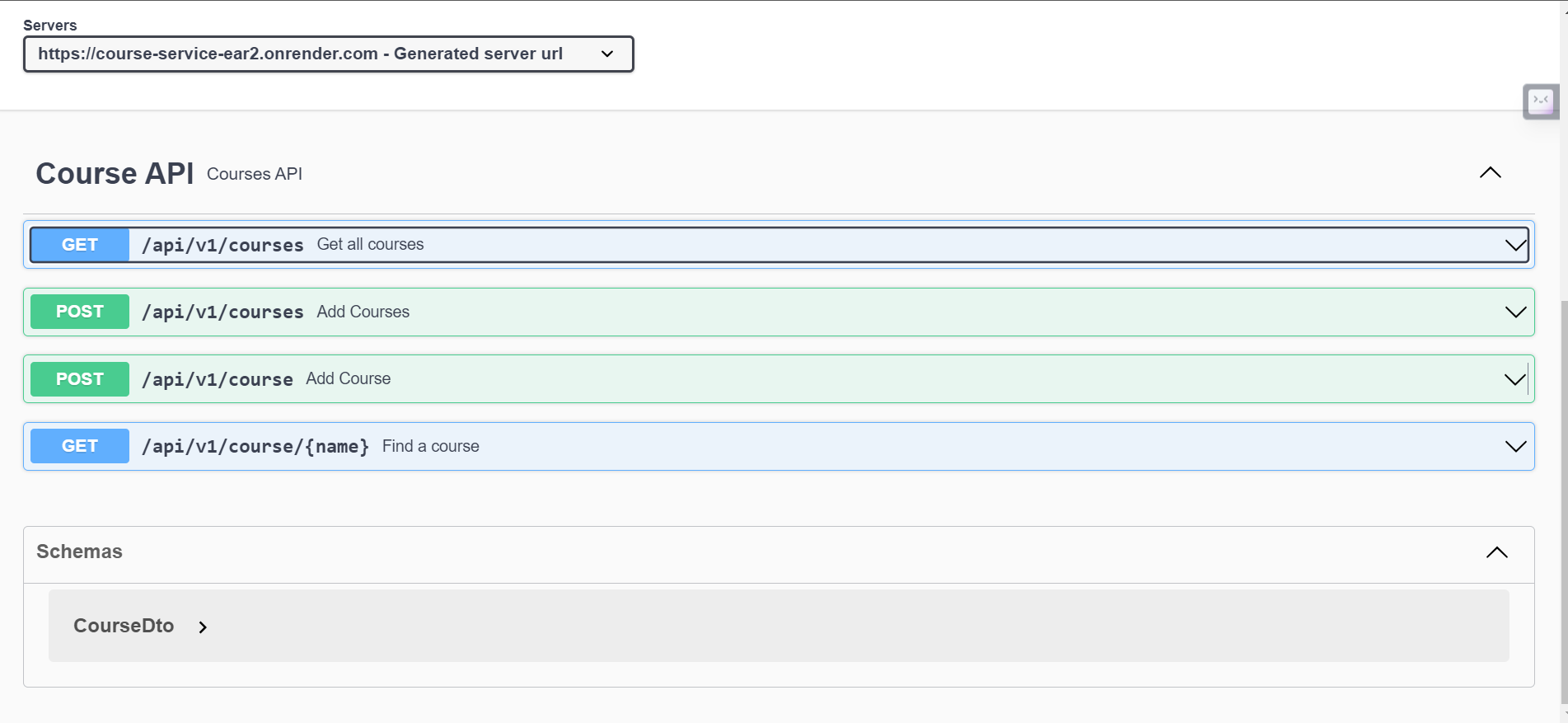 Course Store API product screenshot